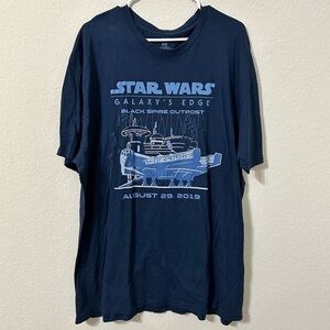 Star Wars Disney T-Shirt Blue Short Sleeve Galaxy’s Edge Black Spire Outpost